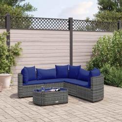 Salon de jardin 6 pcs avec coussins gris résine tressée alsavelo