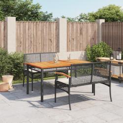 Ensemble à manger de jardin avec coussins 3 pcs Noir alsavelo