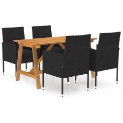 Ensemble à manger de jardin 5 pcs Noir alsavelo