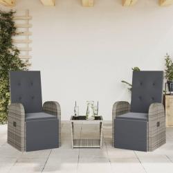 Ensemble à manger de jardin 3 pcs coussins gris résine tressée alsavelo