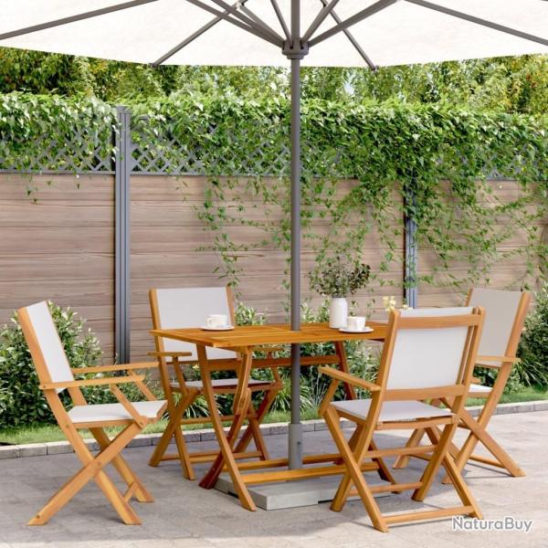 Ensemble  manger de jardin 5 pcs blanc crme tissu bois massif alsavelo