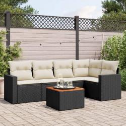 Salon de jardin 6 pcs avec coussins noir résine tressée alsavelo