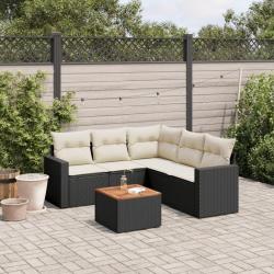 Salon de jardin 6 pcs avec coussins noir résine tressée alsavelo