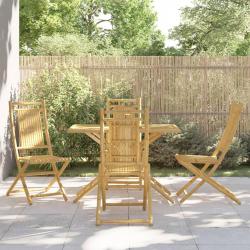 Ensemble à manger de jardin 5 pcs bambou alsavelo