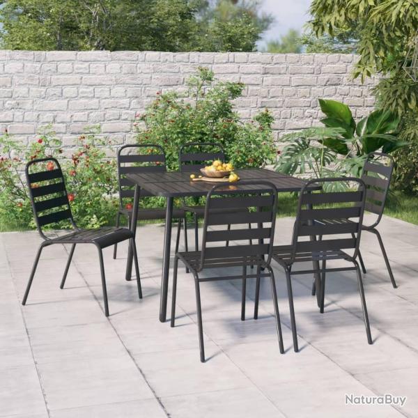 Ensemble  manger de jardin 7 pcs anthracite acier alsavelo