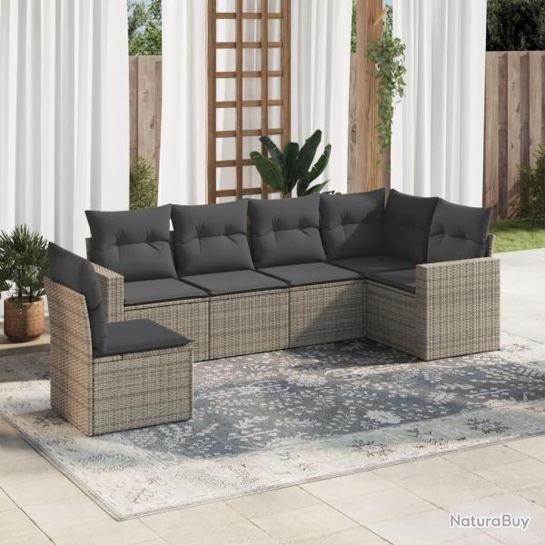 Salon de jardin 6 pcs avec coussins gris rsine tresse alsavelo