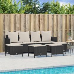 Salon de jardin 5 pcs avec coussins noir résine tressée alsavelo