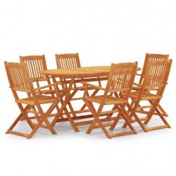 Mobilier à dîner d'extérieur pliable 7 pcs Bois d'eucalyptus alsavelo