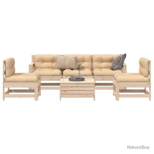 Salon de jardin 6 pcs bois de pin massif alsavelo