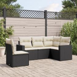 Salon de jardin 5 pcs avec coussins noir résine tressée alsavelo