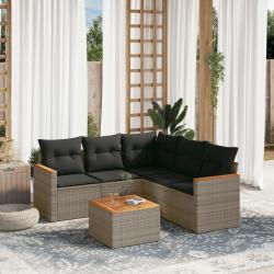 Salon de jardin 6 pcs avec coussins gris résine tressée alsavelo