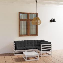 Salon de jardin 5 pcs avec coussins Bois de pin massif alsavelo