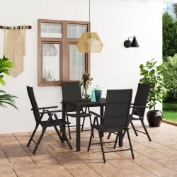 Ensemble à manger de jardin 5 pcs noir alsavelo