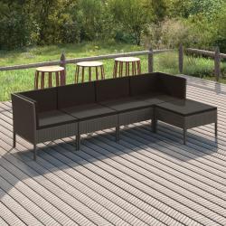 Salon de jardin 5 pcs avec coussins résine tressée gris alsavelo