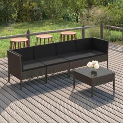 Salon de jardin 5 pcs avec coussins résine tressée gris alsavelo
