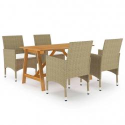 Ensemble à manger de jardin 5 pcs Beige alsavelo