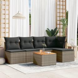 Salon de jardin 6 pcs avec coussins gris résine tressée alsavelo