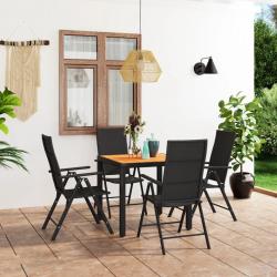 Ensemble à manger de jardin 5 pcs noir et marron alsavelo