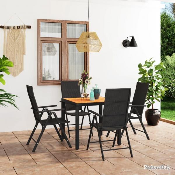 Ensemble  manger de jardin 5 pcs noir et marron alsavelo