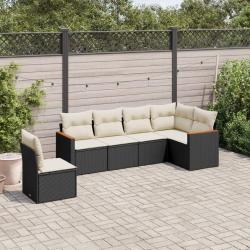 Salon de jardin 6 pcs avec coussins noir résine tressée alsavelo