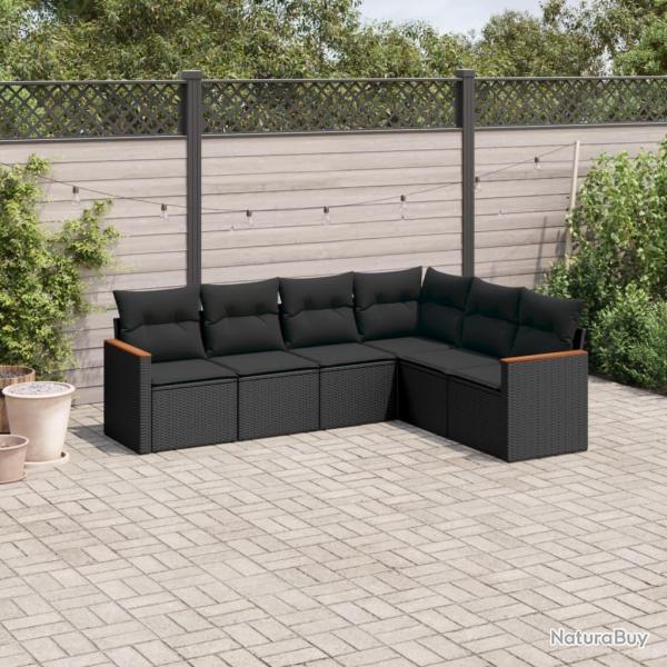 Salon de jardin 6 pcs avec coussins noir rsine tresse alsavelo
