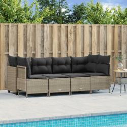 Salon de jardin 5 pcs avec coussins gris clair résine tressée alsavelo