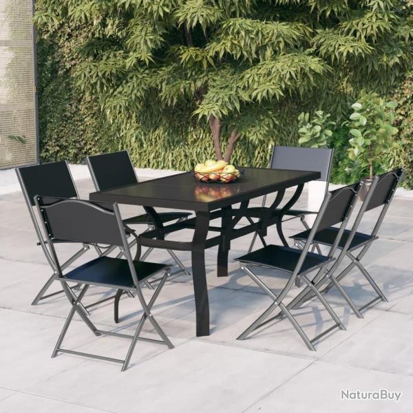 Ensemble  manger de jardin 7 pcs Gris et noir alsavelo