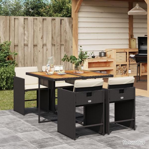 Ensemble  manger de jardin coussins 5pcs Noir Rsine tresse alsavelo