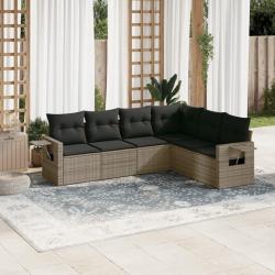 Salon de jardin 6 pcs avec coussins gris résine tressée alsavelo