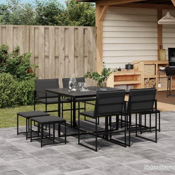 Ensemble  manger de jardin avec coussins 9 pcs noir textilne alsavelo