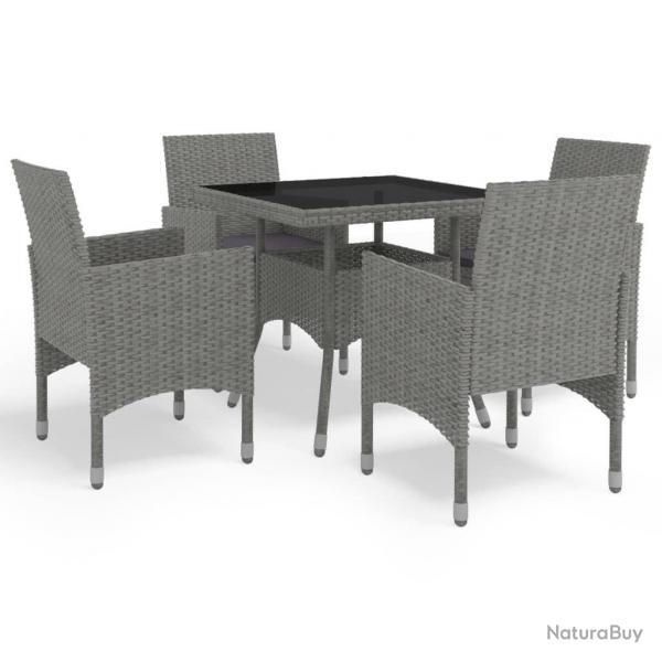 Ensemble  manger de jardin 5 pcs Gris Rsine tresse et verre alsavelo