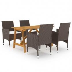 Ensemble à manger de jardin 5 pcs Marron alsavelo