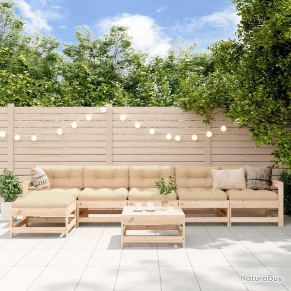 Salon de jardin 7 pcs Bois de pin massif alsavelo