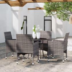 Ensemble à manger de jardin 5 pcs Résine tressée Gris alsavelo