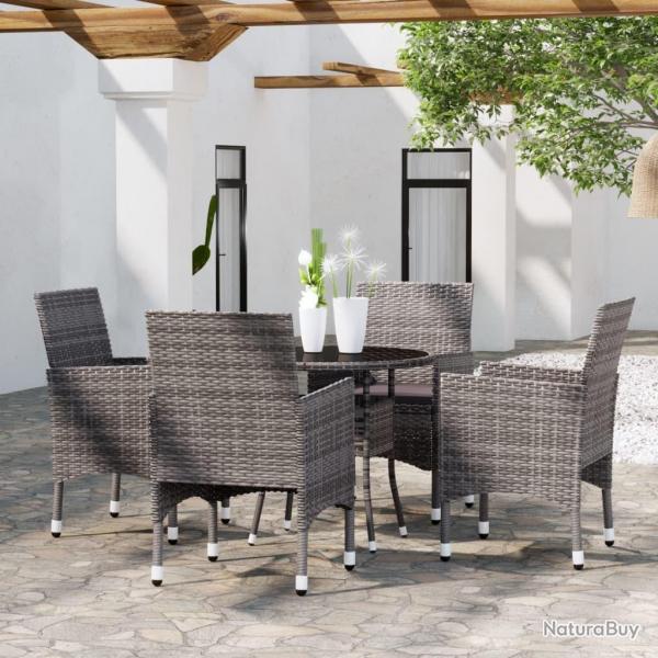 Ensemble  manger de jardin 5 pcs Rsine tresse Gris alsavelo