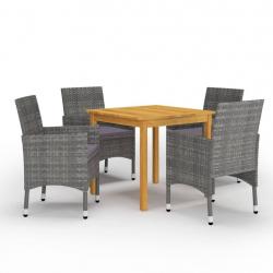 Ensemble à manger de jardin 5 pcs Gris alsavelo