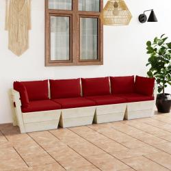 Canapé palette à 4 places de jardin avec coussins Bois d'épicéa alsavelo