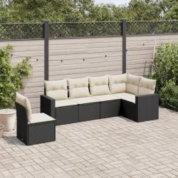 Salon de jardin 6 pcs avec coussins noir résine tressée alsavelo