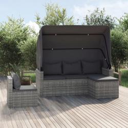 Salon de jardin 4 pcs avec coussins gris résine tressée alsavelo