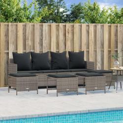 Salon de jardin 5 pcs avec coussins gris résine tressée alsavelo