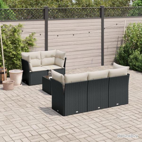 Salon de jardin 6 pcs avec coussins noir rsine tresse alsavelo