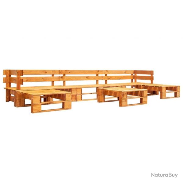 Canaps de jardin palette 6 pcs Bois Marron miel alsavelo