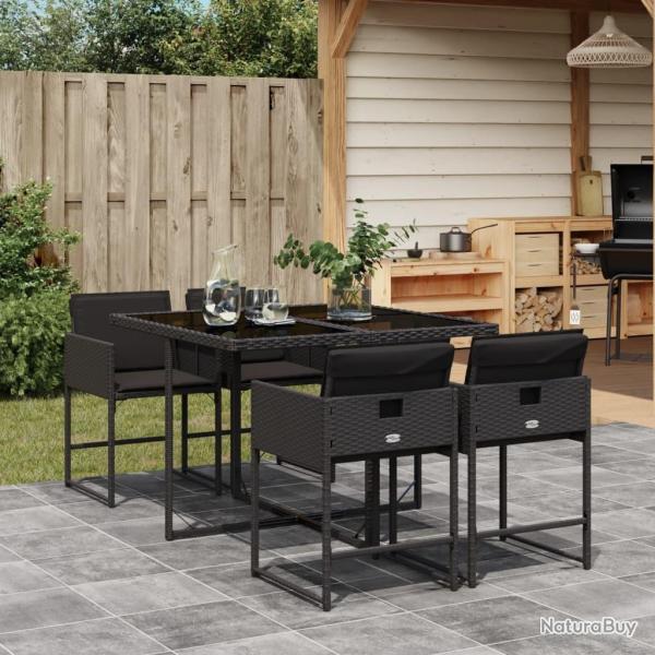Ensemble  manger de jardin coussins 5pcs Noir Rsine tresse alsavelo