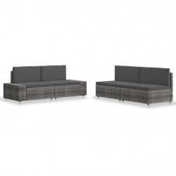Salon de jardin 4 pcs Résine tressée Gris alsavelo