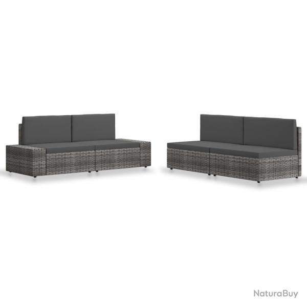 Salon de jardin 4 pcs Rsine tresse Gris alsavelo