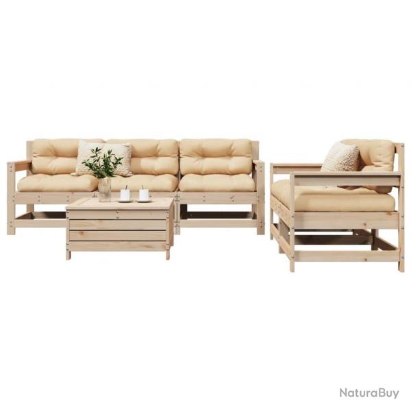 Salon de jardin 6 pcs bois de pin massif alsavelo