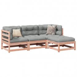 Salon de jardin 4 pcs et coussins bois massif sapin de douglas alsavelo