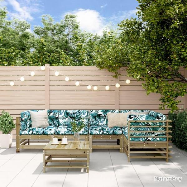 Salon de jardin 6 pcs bois de pin imprgn alsavelo