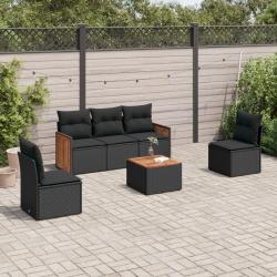 Salon de jardin 6 pcs avec coussins noir résine tressée alsavelo