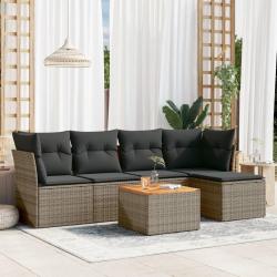 Salon de jardin 6 pcs avec coussins gris résine tressée alsavelo
